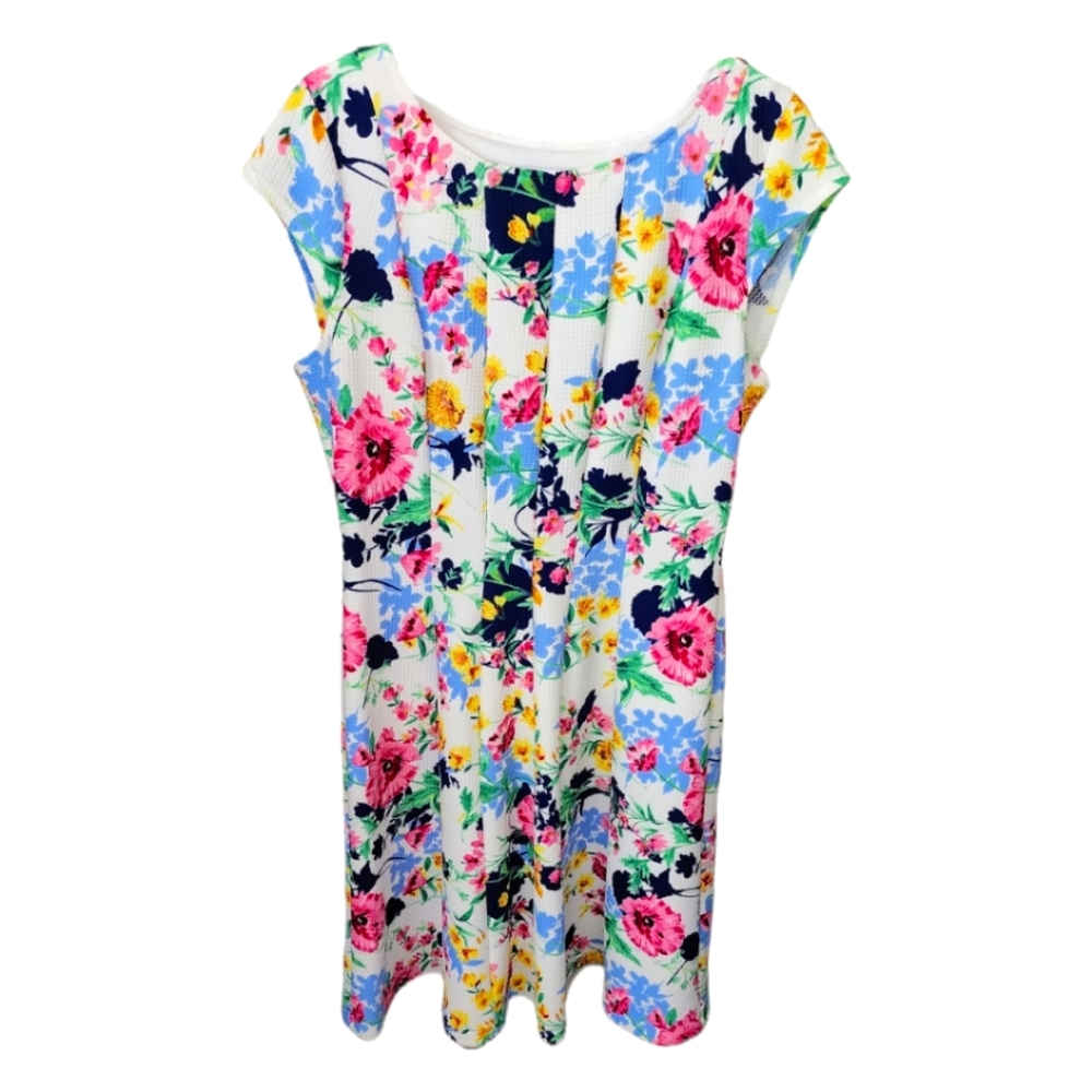 UEC - ELLE Women's Dress Large Floral Print Sleeveless Scoop Neck Dress